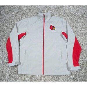 Louisville Cardinals 58 Sports Softshell Jacket Mens Small Light Grey Full Zip